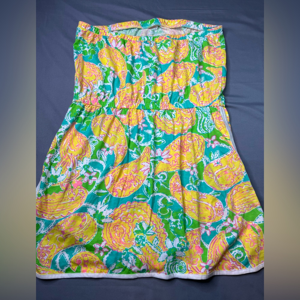 Lilly Pulitzer Strapless Romper Short Set Pima Cotton Pockets Size XL 2014 - Picture 9 of 11